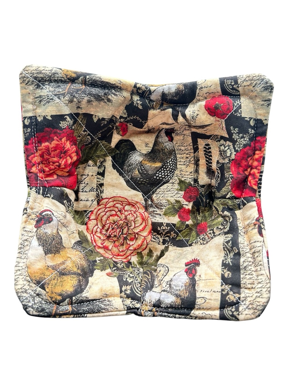 Hand Crafted Farmhouse Chickens Microwave Bowl Cozy 100% Cotton - Picture 4 of 9